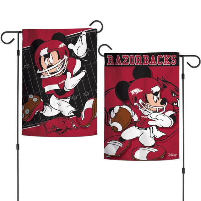 Banderas de jardín de Arkansas Razorbacks / Disney MICKEY MOUSE de 2 lados, 12,5" x 18"