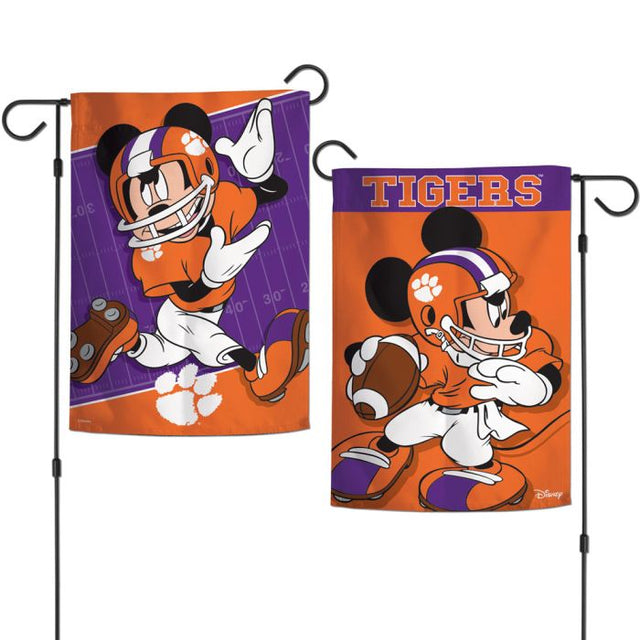 Banderas de jardín de Clemson Tigers / Disney MICKEY MOUSE de 2 lados, 12,5" x 18"