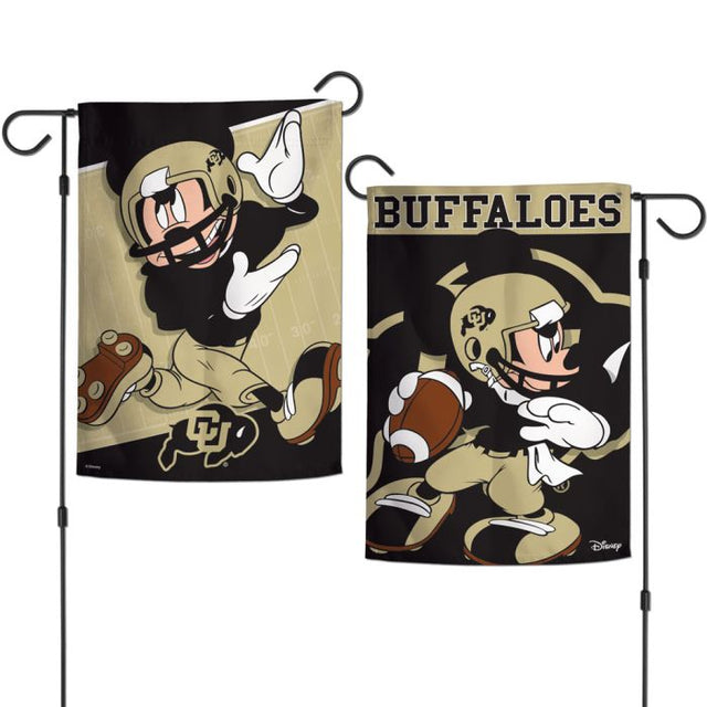 Banderas de jardín de Colorado Buffaloes / Disney MICKEY MOUSE de 2 lados, 12,5" x 18"