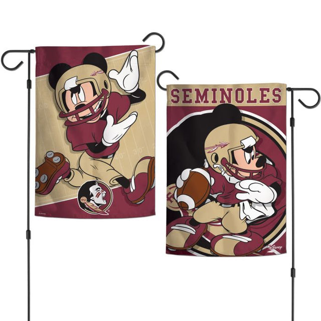 Banderas de jardín de Mickey Mouse de Disney y Florida State Seminoles, de 2 lados, 12,5" x 18"