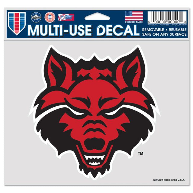 Arkansas State Red Wolves Multi-Use Decal -Clear Bckrgd 5" x 6"