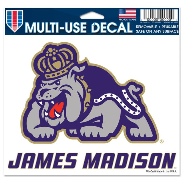 James Madison Dukes Multi-Use Decal -Clear Bckrgd 5" x 6"