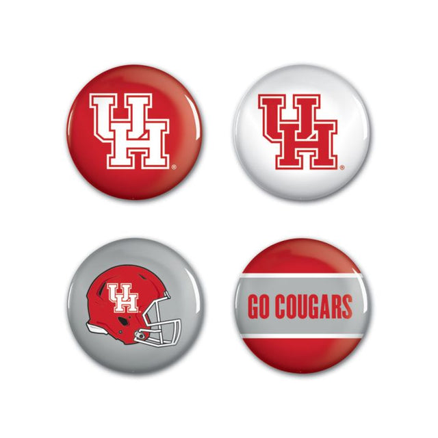 Paquete de 4 botones de los Houston Cougars de 1 1/4" de diámetro