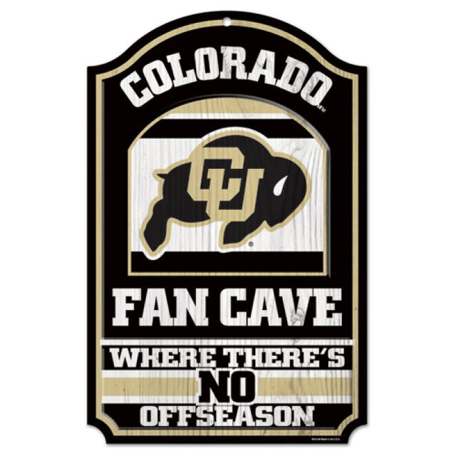 Letrero de madera para cueva de aficionados de los Colorado Buffaloes, 11" x 17", 1/4" de grosor