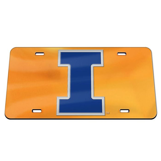 Illinois Fighting Illini ORANGE BACKGROUND Specialty Acrylic License Plate