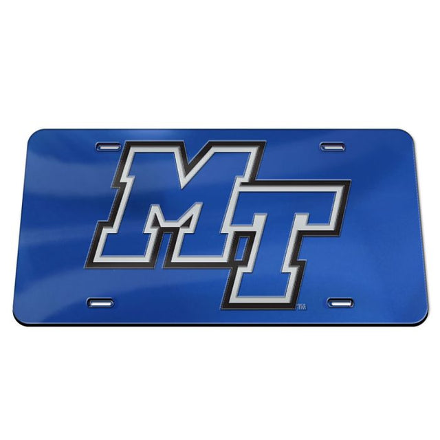 Placas de matrícula clásicas de acrílico de los Blue Raiders de Middle Tennessee State