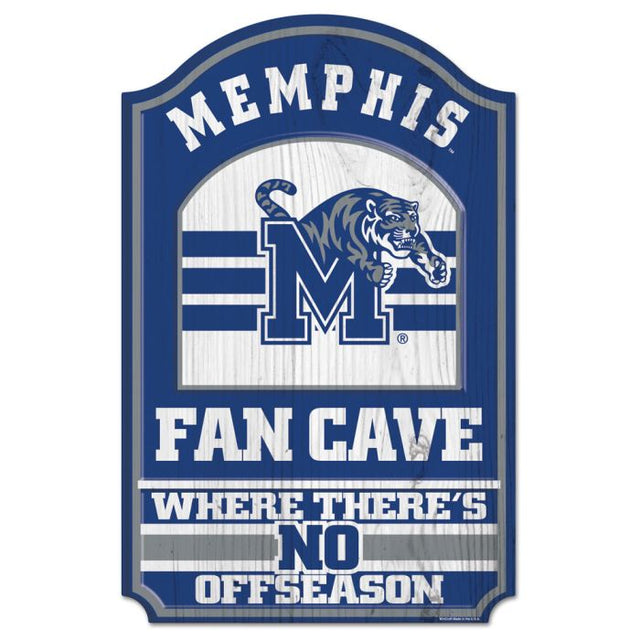 Letrero de madera FAN CAVE de Memphis Tigers, 11" x 17", 1/4" de grosor