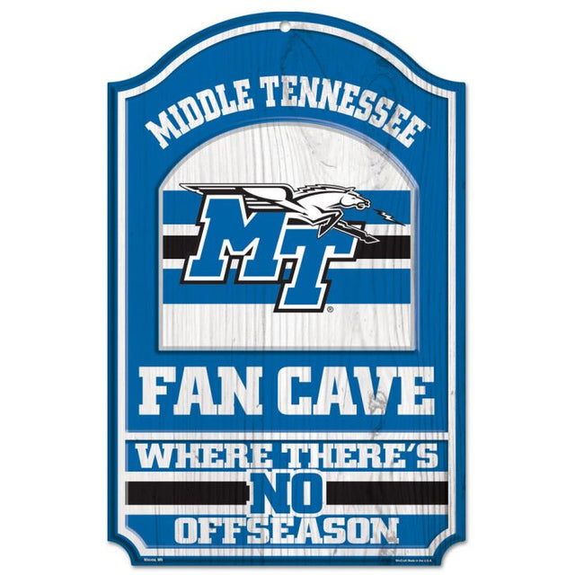 Middle Tennessee State Blue Raiders Wood Sign 11" x 17" 1/4" thick