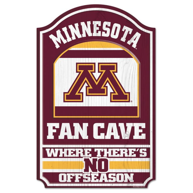 Minnesota Golden Gophers FAN CAVE Wood Sign 11" x 17" 1/4" thick