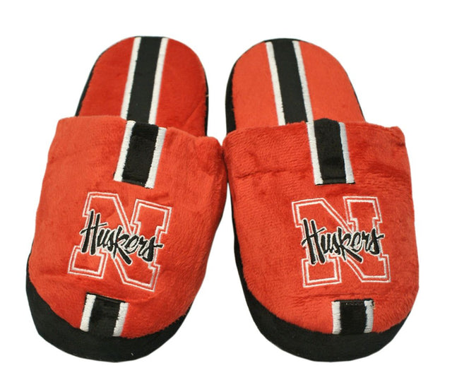 Pantuflas de los Nebraska Cornhuskers, para jóvenes, talla 5-6, rayas (1 par), L