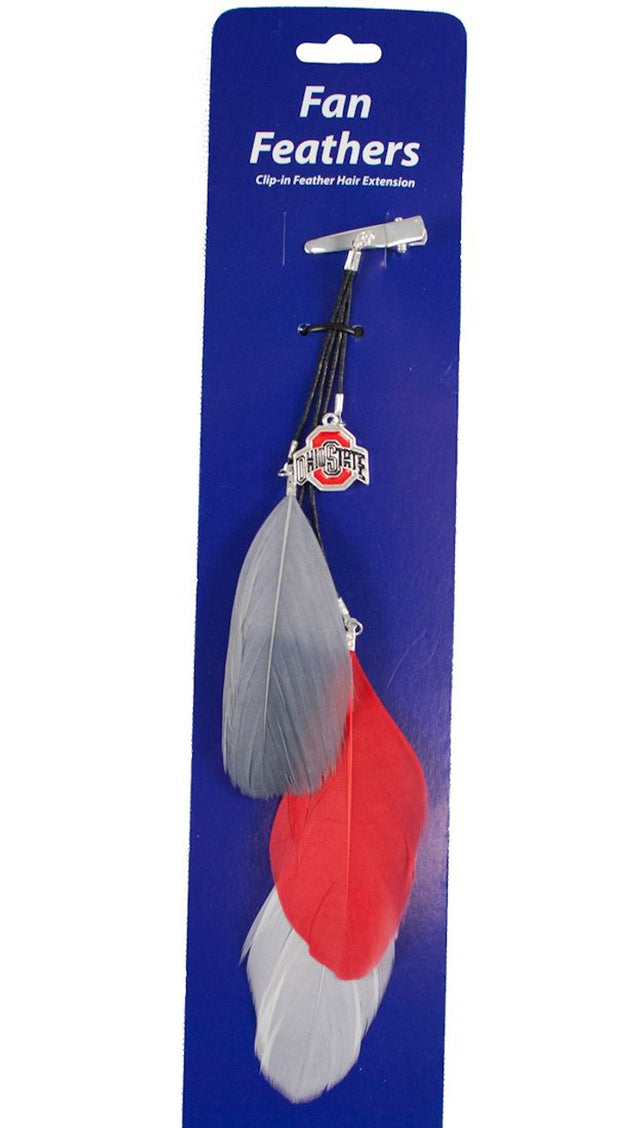 Pinza para el cabello con plumas de colores del equipo Ohio State Buckeyes CO