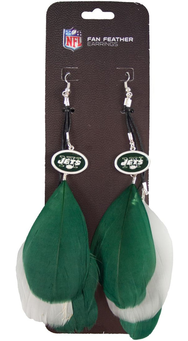 Pendientes con plumas de colores del equipo New York Jets CO