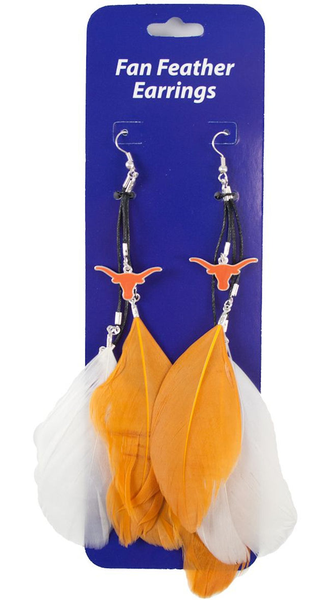 Pendientes con plumas de colores del equipo Texas Longhorns CO