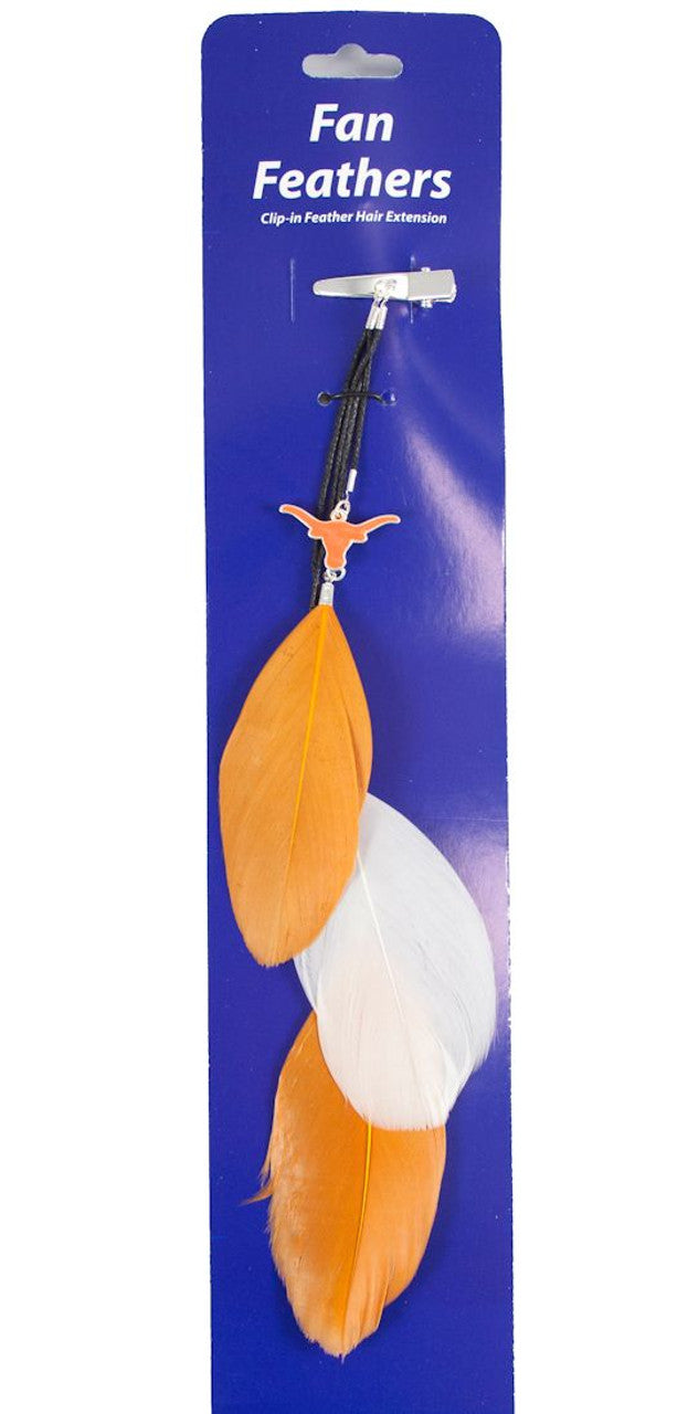 Pinza para el cabello con plumas de colores del equipo Texas Longhorns CO