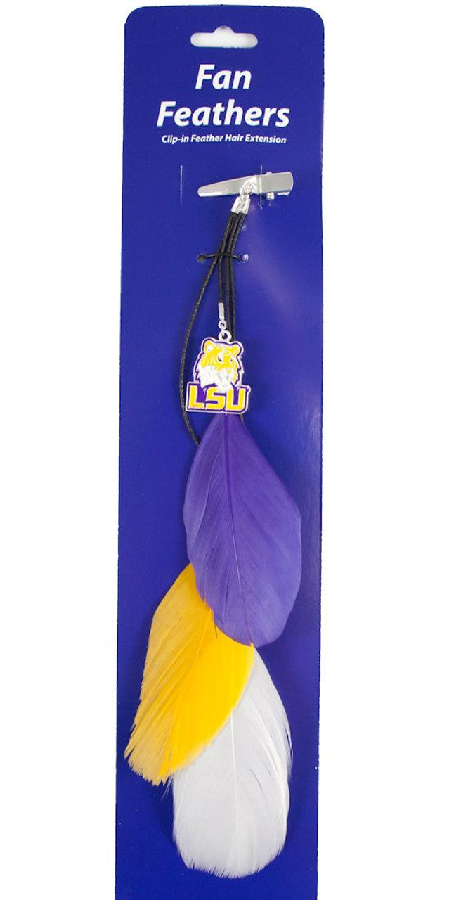 Pinza para el cabello con plumas de colores del equipo LSU Tigers CO