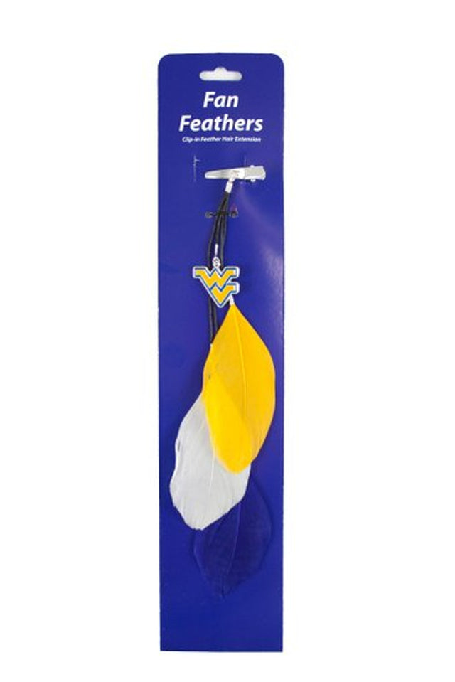 Pinza para el cabello con plumas de colores del equipo West Virginia Mountaineers CO