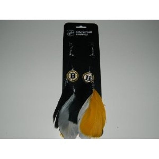 Pendientes con plumas de colores del equipo Boston Bruins CO