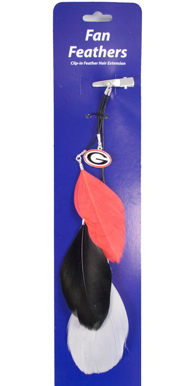 Pinza para el pelo con plumas de colores del equipo de los Georgia Bulldogs