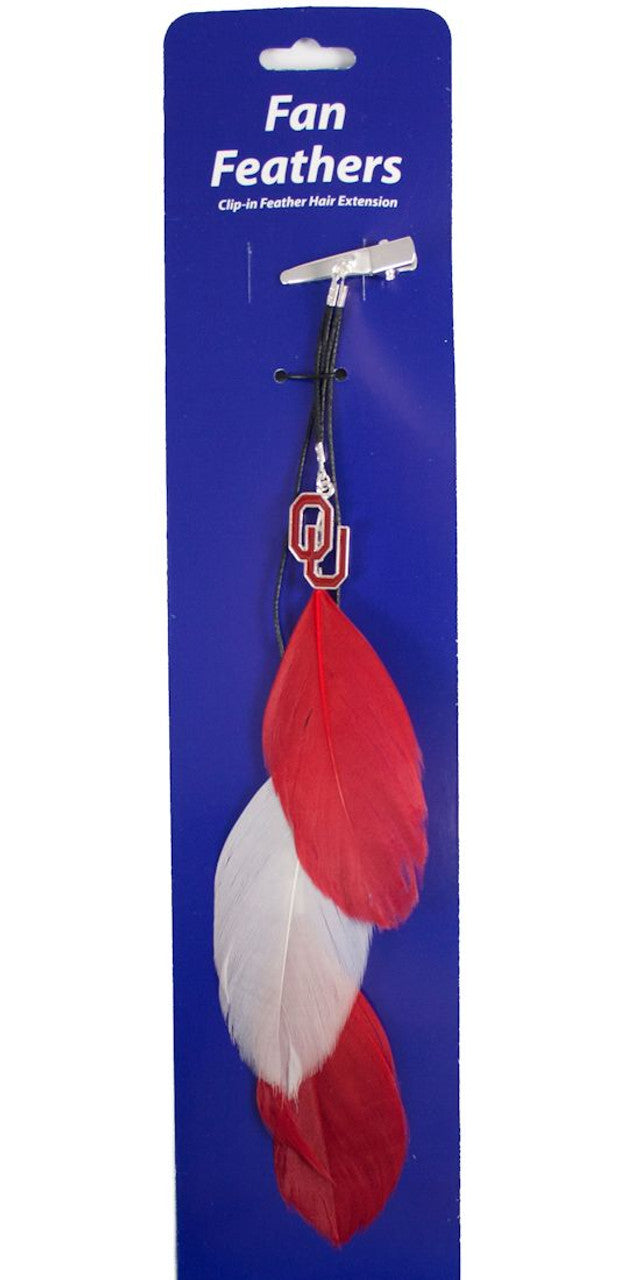 Pinza para el pelo con plumas de colores del equipo Oklahoma Sooners