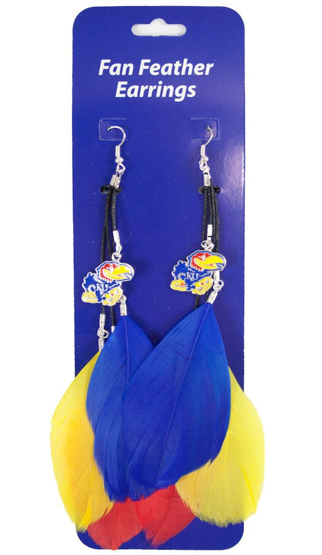 Pendientes con plumas de colores del equipo Kansas Jayhawks CO