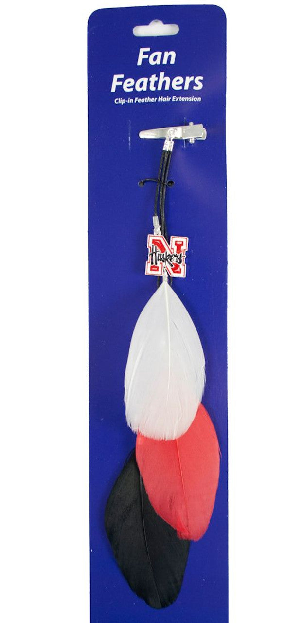 Pinza para el cabello con plumas de colores del equipo Nebraska Cornhuskers