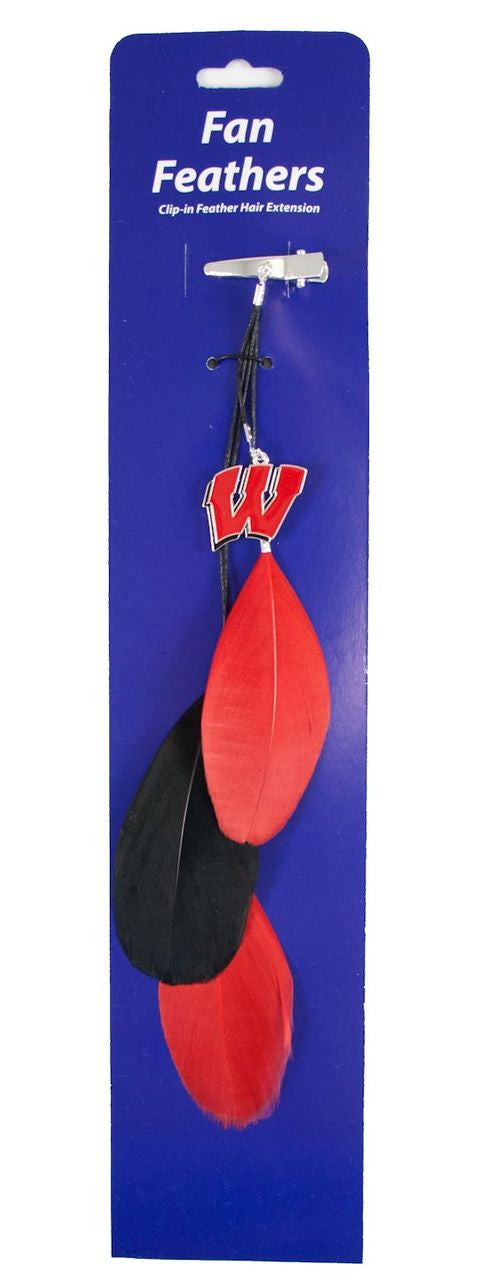 Pinza para el pelo con plumas de colores del equipo Wisconsin Badgers CO