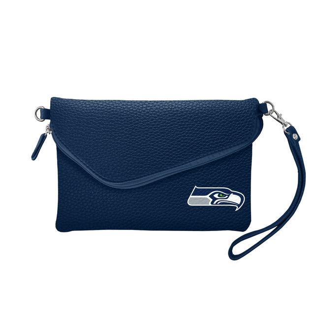 Seattle Seahawks Purse Pebble Fold Over Crossbody Navy