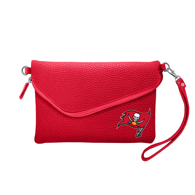 Cartera cruzada plegable Pebble de los Tampa Bay Buccaneers en color rojo claro