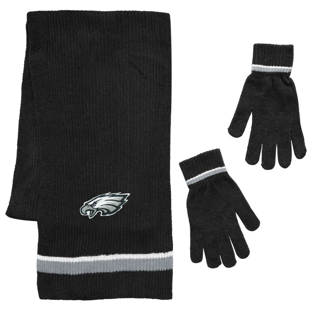 Juego de regalo de guantes y bufanda de chenilla de los Philadelphia Eagles