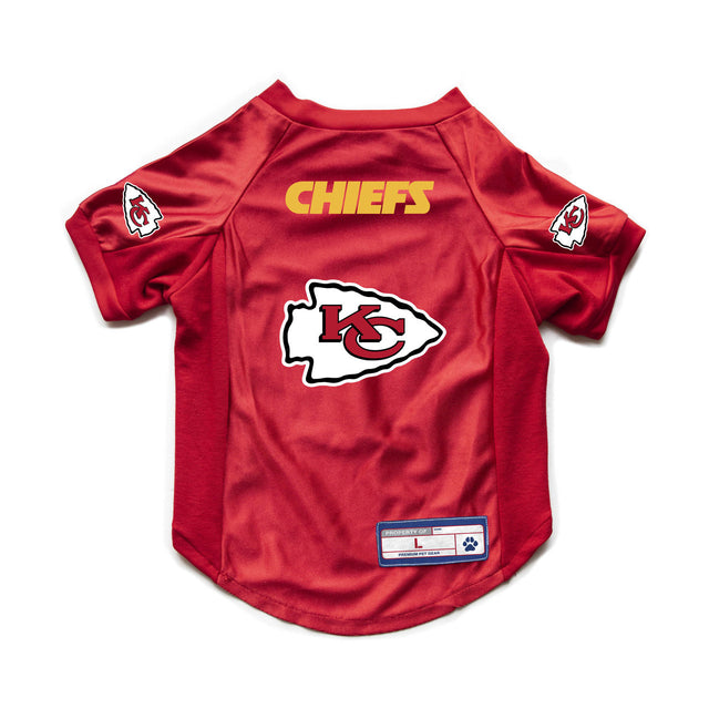 Camiseta elástica para mascotas de los Kansas City Chiefs, talla grande para perros