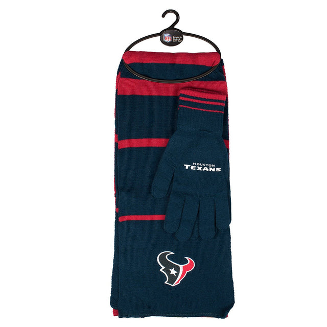 Juego de regalo alternativo de bufanda y guantes de los Houston Texans