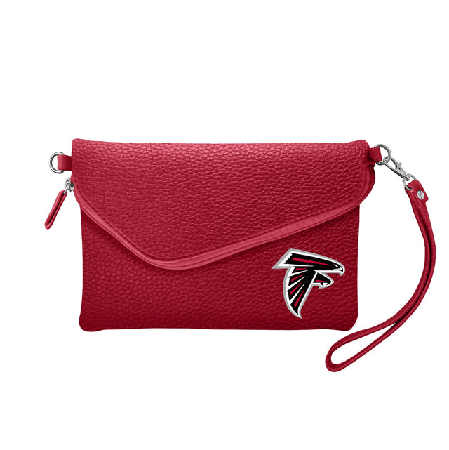 Atlanta Falcons Purse Pebble Fold Over Crossbody Dark Red