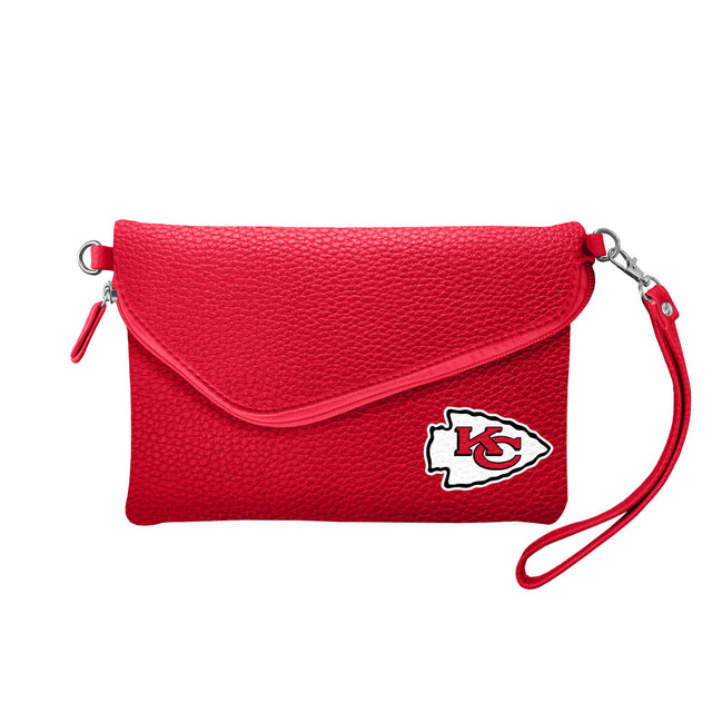 Cartera cruzada plegable Pebble de los Kansas City Chiefs en color rojo claro