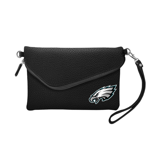 Philadelphia Eagles Purse Pebble Fold Over Crossbody Black