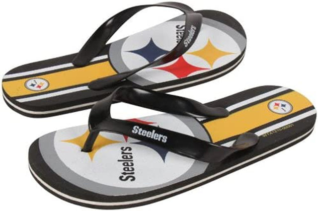 Chanclas unisex de los Pittsburgh Steelers con logotipo grande para jóvenes (1 par) - L