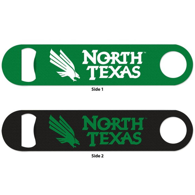 Abridor de botellas de metal de dos lados North Texas Mean Green