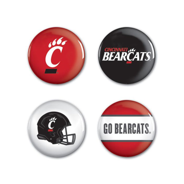 Paquete de 4 botones de los Cincinnati Bearcats de 1 1/4" de diámetro