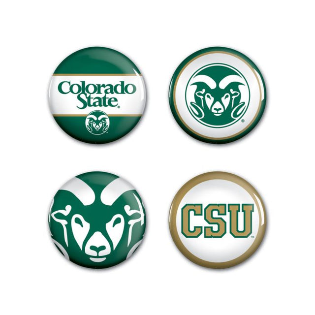 Paquete de 4 botones de Colorado State Rams de 1 1/4" de diámetro