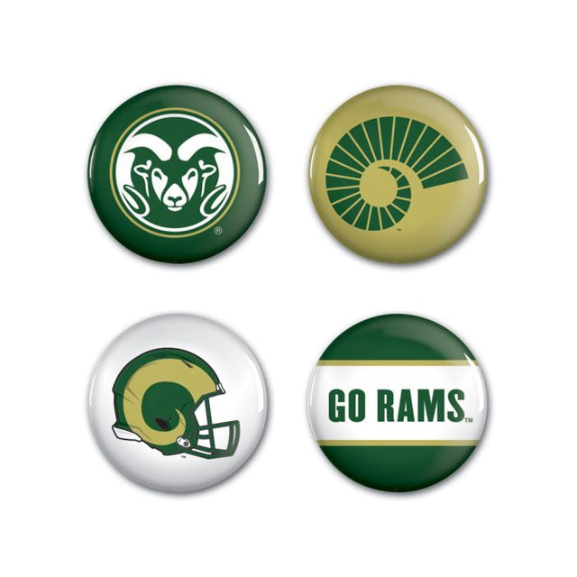 Paquete de 4 botones de Colorado State Rams de 1 1/4" de diámetro