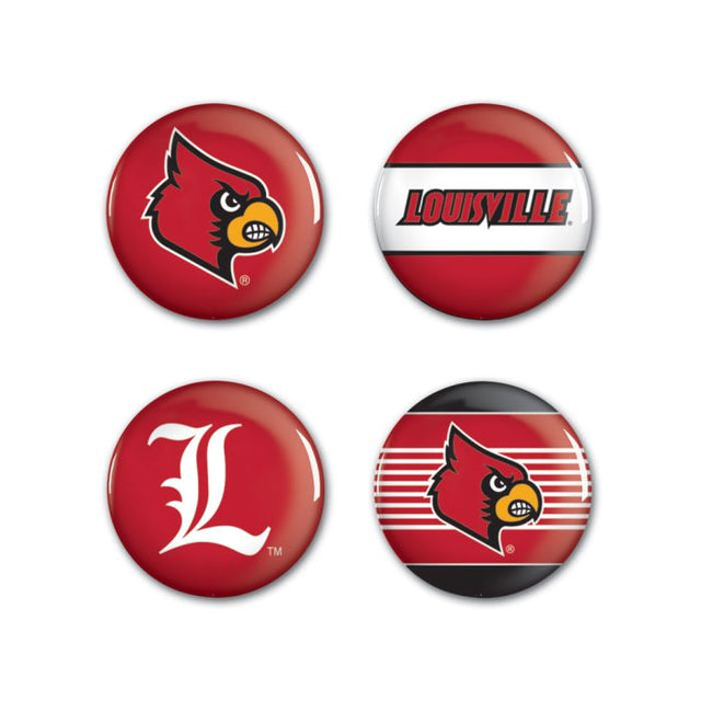 Louisville Cardinals Button 4 Pack 1 1/4" Rnd