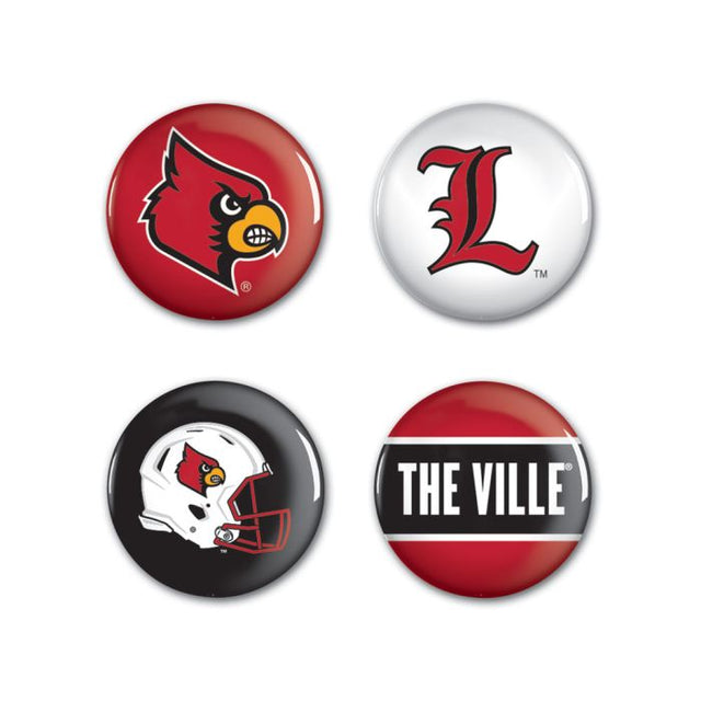 Louisville Cardinals Button 4 Pack 1 1/4" Rnd