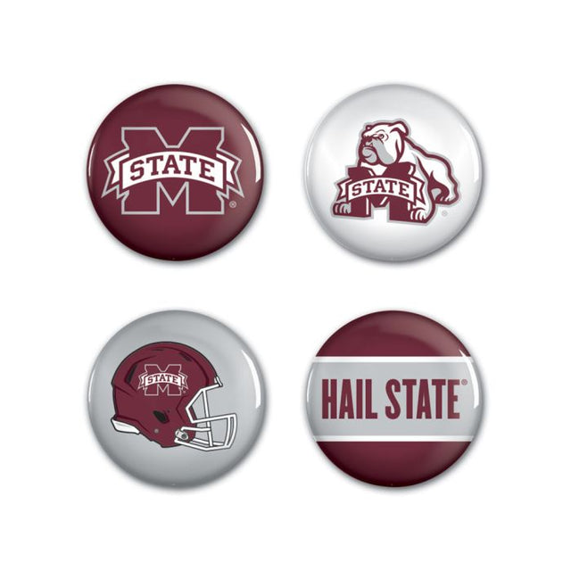 Mississippi State Bulldogs Button 4 Pack 1 1/4" Rnd