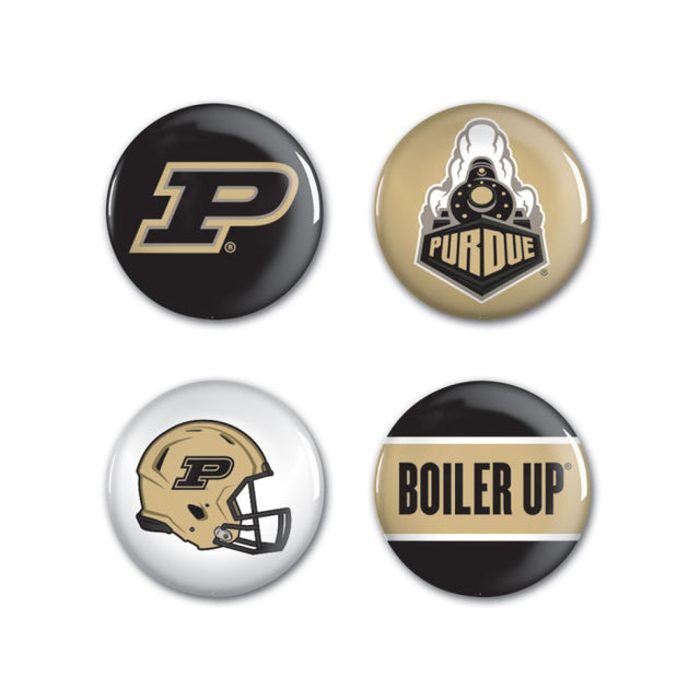 Paquete de 4 botones Purdue Boilermakers de 1 1/4" de diámetro