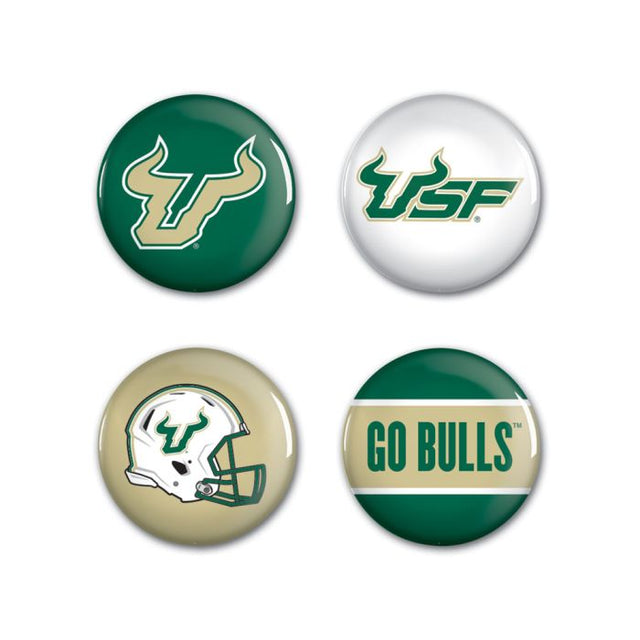 Paquete de 4 botones de los South Florida Bulls de 1 1/4" de diámetro