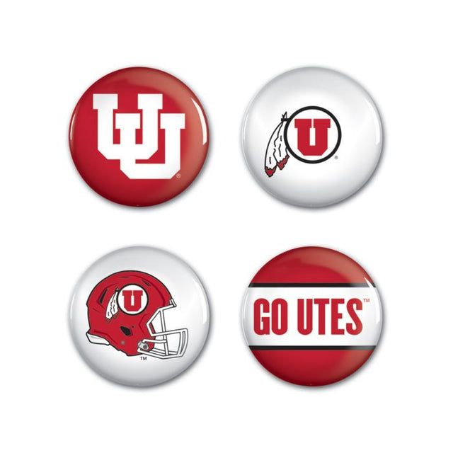 Utah Utes Button 4 Pack 1 1/4" Rnd