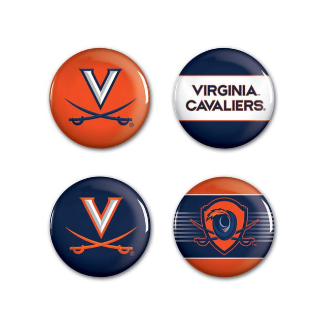 Paquete de 4 botones de los Virginia Cavaliers de 1 1/4" de diámetro