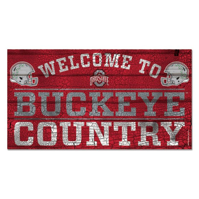 Letrero de madera de Ohio State Buckeyes BUCKEYE COUNTRY de 13" x 24" y 1/4" de grosor