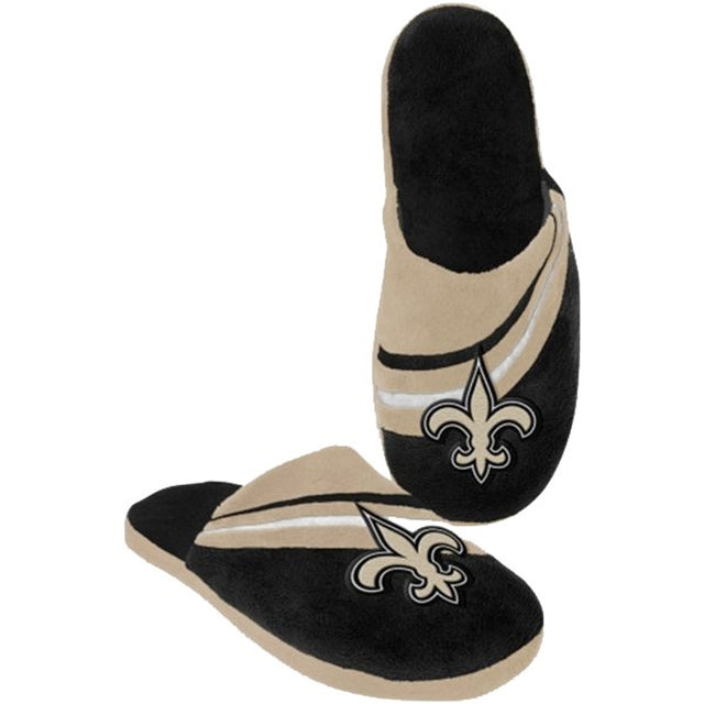 Pantuflas de los New Orleans Saints con rayas y logotipo grande (1 par) - S