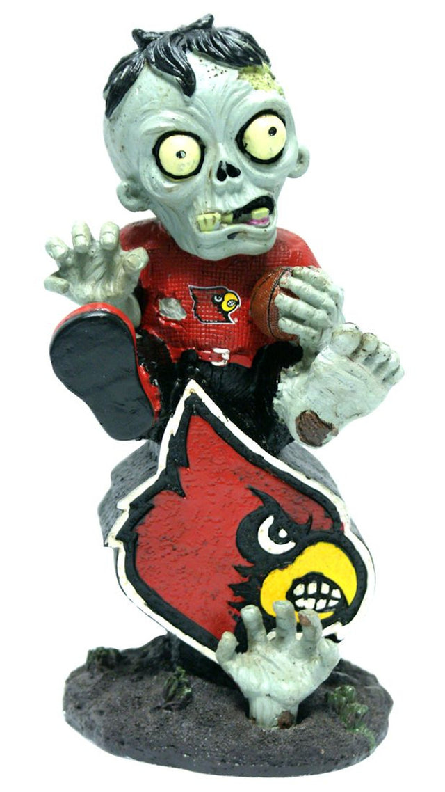 Figura de zombi de los Louisville Cardinals con el logo de un balón de fútbol