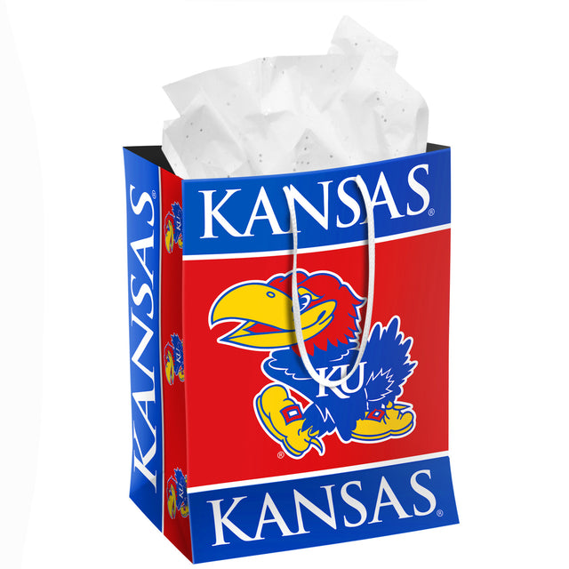 Bolsa de regalo mediana de los Kansas Jayhawks para las fiestas